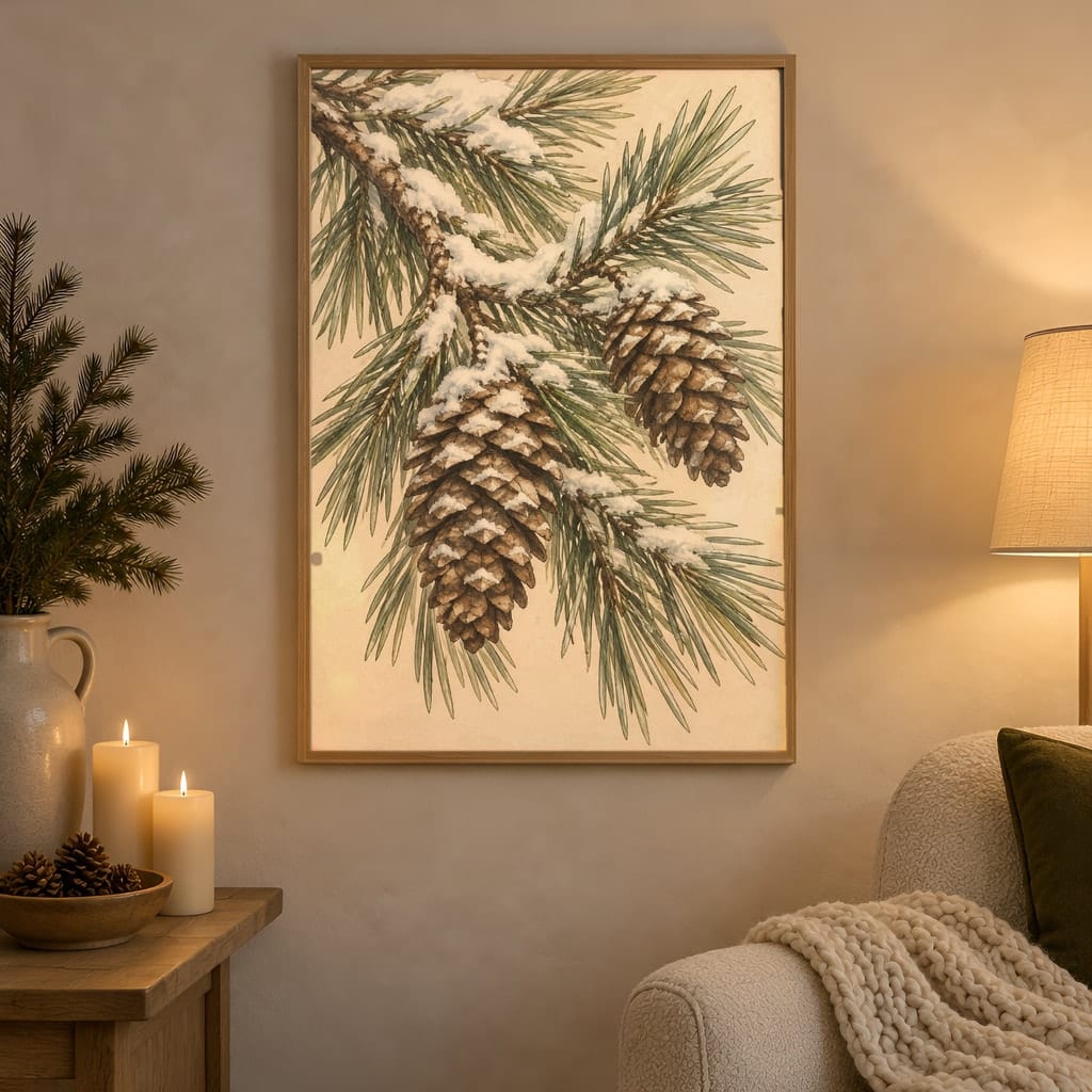 Winter Frame Mockup Bundle — 40 Vertical White and Wool Wall Art PSD Mockups: mockup scene 34 of 40