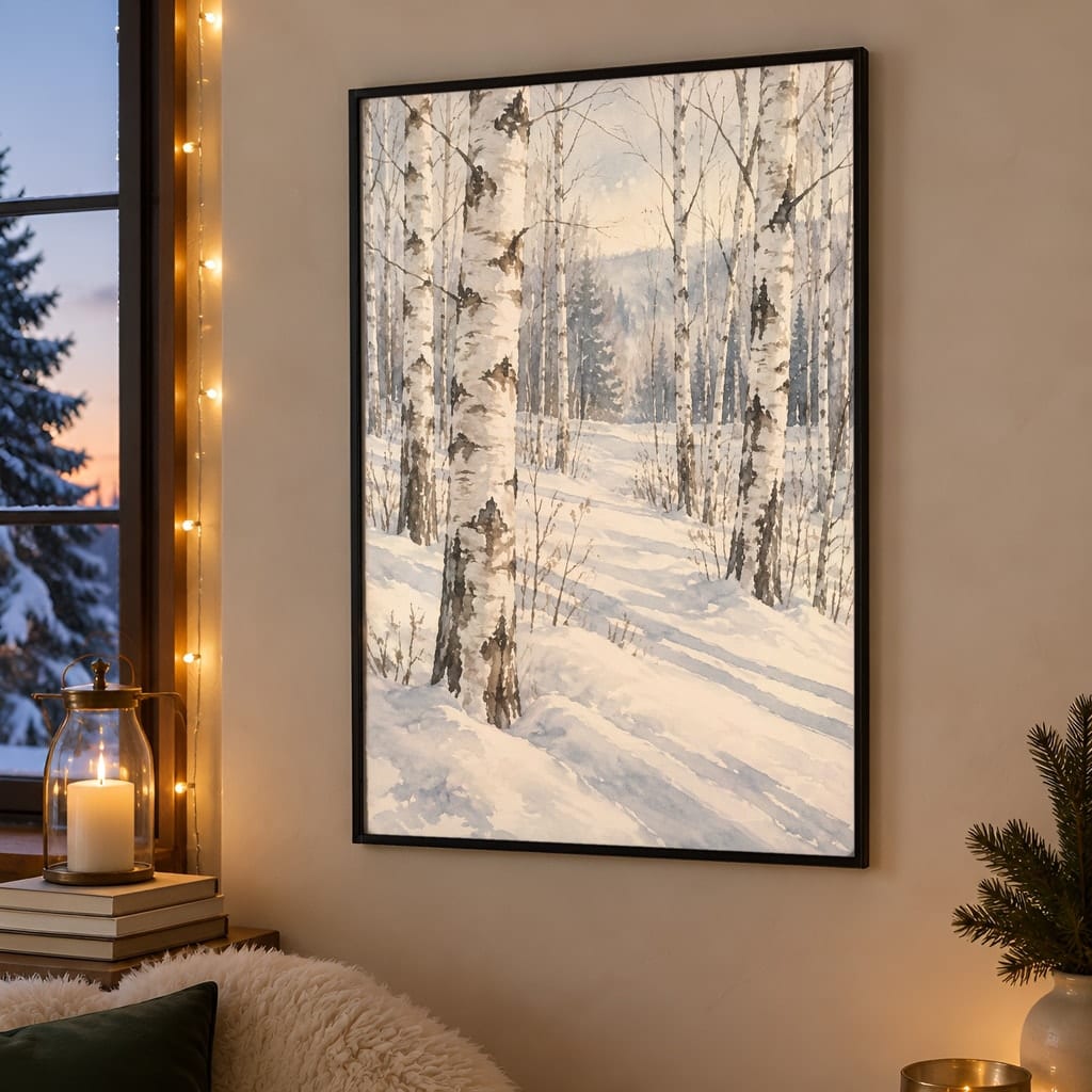 Winter Frame Mockup Bundle — 40 Vertical White and Wool Wall Art PSD Mockups: mockup scene 35 of 40