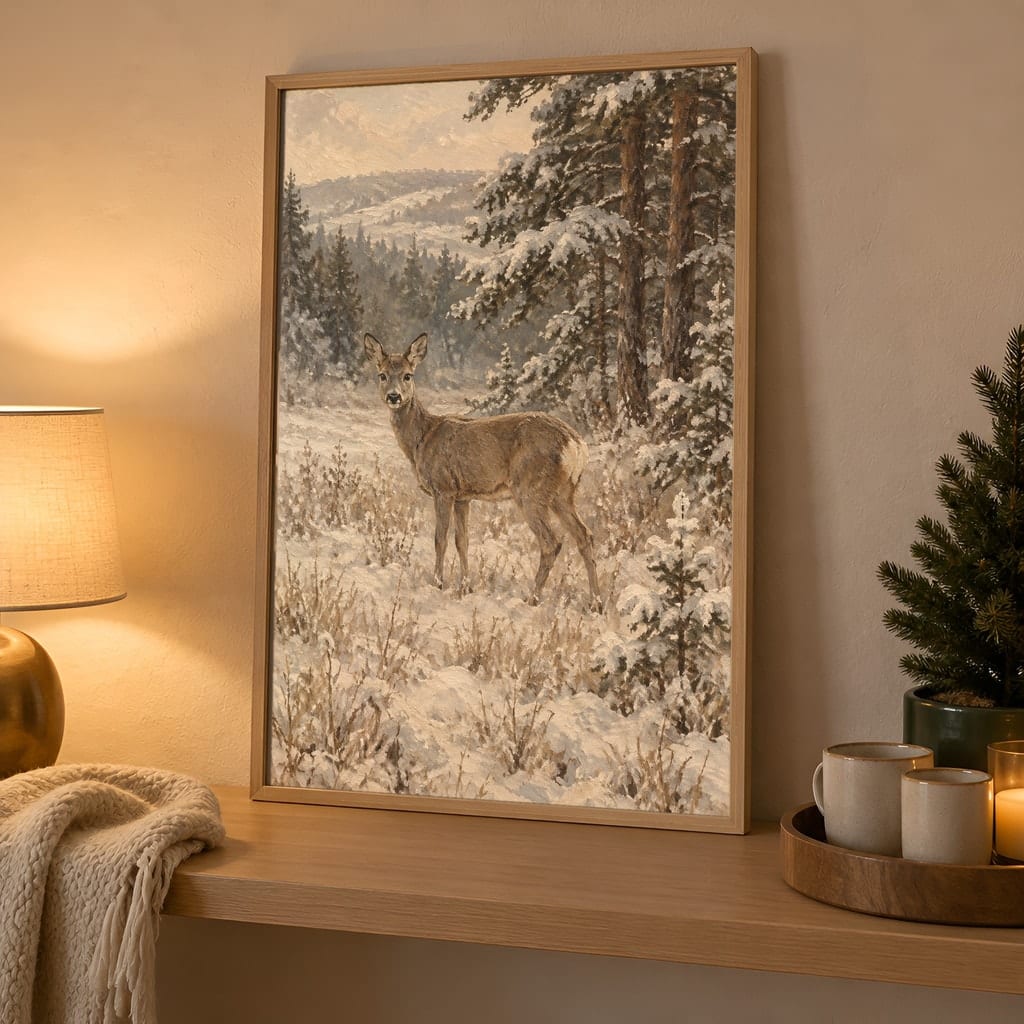 Winter Frame Mockup Bundle — 40 Vertical White and Wool Wall Art PSD Mockups: mockup scene 36 of 40