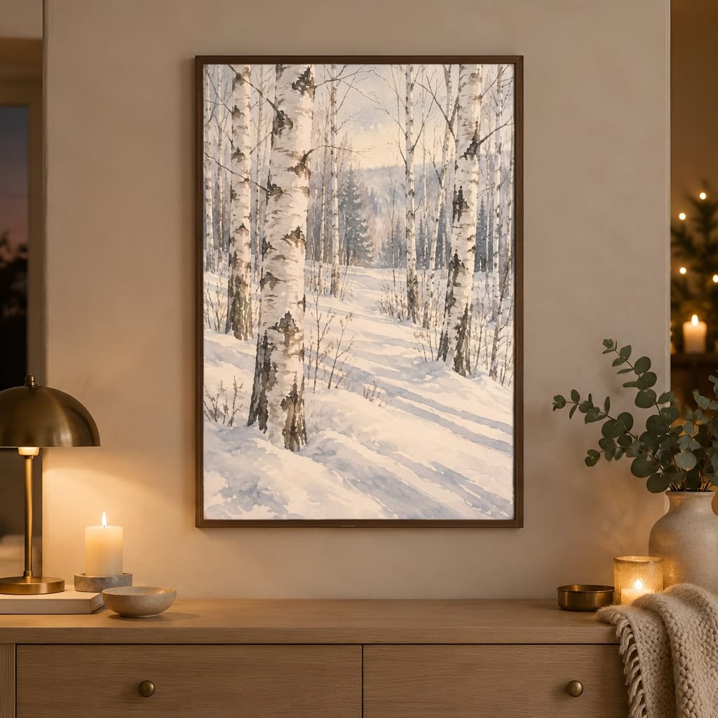Winter Frame Mockup Bundle — 40 Vertical White and Wool Wall Art PSD Mockups: mockup scene 38 of 40