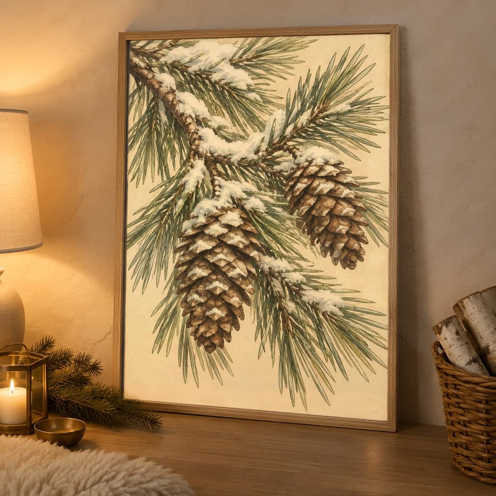 Winter Frame Mockup Bundle — 40 Vertical White and Wool Wall Art PSD Mockups: mockup scene 39 of 40