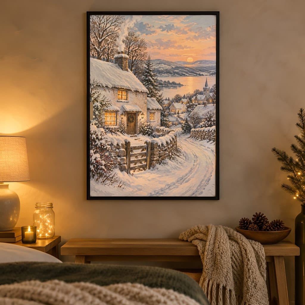 Winter Frame Mockup Bundle — 40 Vertical White and Wool Wall Art PSD Mockups: mockup scene 40 of 40